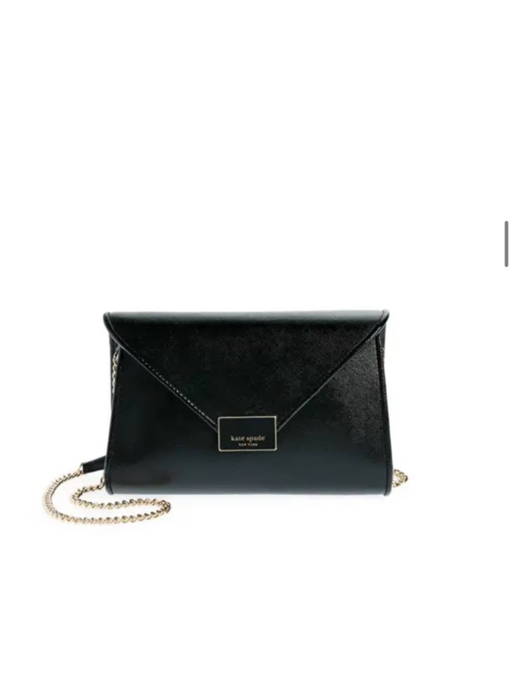 kate spade Black Envelope Wristlet with Gold Chain NWOT